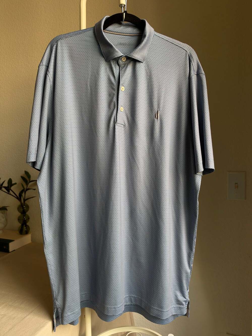 Johnnie-O Blue Geometric Performance Golf Polo Size XL